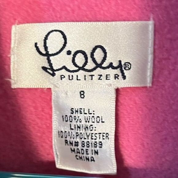 Lilly Pulitzer Pink 100%Wool Double Breasted Coat SZ 8 - Picture 4 of 7